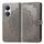 Per vivo Y100 IDN Mandala Fiore Custodia in pelle goffrata (grigio)