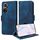 Custodia per telefono in pelle stellata con rombo goffrato per Honor 50 5G (blu)