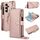 Custodia per telefono in pelle a portafoglio multifunzionale con anello a tracolla per Samsung Galaxy S24 5G (oro rosa)