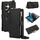 Custodia per telefono in pelle a portafoglio multifunzionale con anello a tracolla per Samsung Galaxy S24 Ultra 5G (nero)