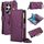 Per Samsung Galaxy S24 Ultra 5G Custodia a tracolla multifunzionale in pelle con anello a tracolla (viola scuro)