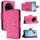 Per Xiaomi 14 Custodia per telefono in pelle con texture ultra rombica con cordino (rosa rosso) Per Xiaomi 14 Custodia per telefono in pelle con texture ultra rombica con cordino (rosa rosso)