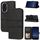 Custodia per cellulare in pelle con strisce in rilievo per Honor 200 (nera) Custodia per cellulare in pelle con strisce in rilievo per Honor 200 (nera)