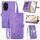 Custodia per telefono in pelle con cerniera fiore in rilievo per Honor 200 Pro (viola) Custodia per telefono in pelle con cerniera fiore in rilievo per Honor 200 Pro (viola)