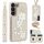 Per Samsung Galaxy S23+ 5G Custodia a tracolla in pelle con motivo floreale (bianca)
