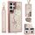 Custodia per cellulare in pelle con motivo floreale a tracolla per Samsung Galaxy S24 Ultra 5G (oro rosa)