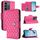 Custodia per cellulare in pelle con texture rombica per vivo V27e / T2 con cordino (rosa rossa)