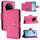 Custodia per cellulare in pelle con texture rombica per vivo X100 Pro con cordino (rosa rossa)