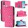 Per vivo Y17 / Y15 / Y12 / Y11 2019 Custodia per telefono in pelle con texture rombica con cordino (Rosa rossa) Per vivo Y17 / Y15 / Y12 / Y11 2019 Custodia per telefono in pelle con texture rombica con cordino (Rosa rossa)