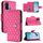 Per vivo Y30 4G Custodia per cellulare in pelle con texture rombica globale con cordino (rosa rossa) Per vivo Y30 4G Custodia per cellulare in pelle con texture rombica globale con cordino (rosa rossa)