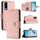 Per vivo Y51 2020 India / Y31 India Custodia per telefono in pelle con texture rombica e cordino (rosa corallo) Per vivo Y51 2020 India / Y31 India Custodia per telefono in pelle con texture rombica e cordino (rosa corallo)