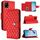 Custodia per cellulare in pelle con texture rombica per vivo Y52s 5G / iQOO U3 con cordino (rosso) Custodia per cellulare in pelle con texture rombica per vivo Y52s 5G / iQOO U3 con cordino (rosso)