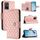 Per vivo Y55s 2023 / Y55 5G / Y75 5G Custodia in pelle con texture rombica con cordino (rosa corallo) Per vivo Y55s 2023 / Y55 5G / Y75 5G Custodia in pelle con texture rombica con cordino (rosa corallo)