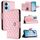 Per vivo Y56 / Y16 / Y02s Custodia per cellulare in pelle con texture rombica con cordino (rosa) Per vivo Y56 / Y16 / Y02s Custodia per cellulare in pelle con texture rombica con cordino (rosa)