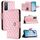 Per vivo Y76 5G Custodia per cellulare in pelle con texture rombica con cordino (rosa) Per vivo Y76 5G Custodia per cellulare in pelle con texture rombica con cordino (rosa)