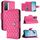 Custodia per cellulare in pelle con texture rombica per vivo Y76 5G con cordino (rosa rossa) Custodia per cellulare in pelle con texture rombica per vivo Y76 5G con cordino (rosa rossa)
