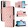 Per vivo Y76 5G Custodia per telefono in pelle con texture rombica con cordino (rosa corallo) Per vivo Y76 5G Custodia per telefono in pelle con texture rombica con cordino (rosa corallo)