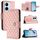 Per vivo Y78+ / Y78 / V29 Lite Custodia per telefono in pelle con texture rombica con cordino (rosa corallo) Per vivo Y78+ / Y78 / V29 Lite Custodia per telefono in pelle con texture rombica con cordino (rosa corallo)
