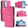 Custodia per cellulare in pelle con texture rombica IDN per vivo Y200e / Y100 con cordino (rosa rossa)