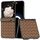Per Honor Magic V Flip Custodia per telefono in PU con struttura intrecciata in tre parti con cornice nera (marrone) Per Honor Magic V Flip Custodia per telefono in PU con struttura intrecciata in tre parti con cornice nera (marrone)