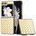 Per Samsung Galaxy Z Flip6 Custodia per telefono in PU con trama intrecciata e cornice nera (oro) Per Samsung Galaxy Z Flip6 Custodia per telefono in PU con trama intrecciata e cornice nera (oro)
