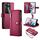 Per OPPO Reno11 F Custodia in pelle con cerniera e nove slot per schede (rosso)