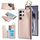 Per Samsung Galaxy S24 Ultra 5G RFlD Custodia antifurto con cerniera a doppia fibbia e anello per carte di credito (oro rosa)