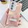 Per Samsung Galaxy S24 5G placcatura glitter texture pieghevole supporto TPU custodia per telefono con pellicola per lenti (texture stagnola rosa)