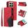 Per Honor X6b Custodia per telefono in pelle con cerniera e 9 scomparti per carte bicolore (rosso) Per Honor X6b Custodia per telefono in pelle con cerniera e 9 scomparti per carte bicolore (rosso)