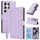 Per Samsung Galaxy S24 Ultra 5G Custodia in pelle con slot per schede di colore puro e doppio cordino (viola)