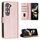 Per Samsung Galaxy Z Fold6 Custodia per telefono pieghevole in pelle con fibbia e texture in vitello con cuciture (oro rosa)