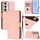 Per Samsung Galaxy S24 FE 5G Custodia in pelle tinta unita con cordino (rosa) Per Samsung Galaxy S24 FE 5G Custodia in pelle tinta unita con cordino (rosa)