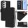 Per Samsung Galaxy S24 FE 5G Custodia in pelle tinta unita con cordino (nero) Per Samsung Galaxy S24 FE 5G Custodia in pelle tinta unita con cordino (nero)