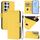 Per Samsung Galaxy S24 Ultra 5G Custodia in pelle tinta unita con cordino (giallo limone)