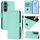 Per Samsung Galaxy S24+ 5G Custodia in pelle tinta unita con cordino (verde menta) Per Samsung Galaxy S24+ 5G Custodia in pelle tinta unita con cordino (verde menta)