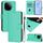 Per vivo iQOO Z9 5G / Z9 Turbo 5G Custodia in pelle tinta unita con cordino (verde) Per vivo iQOO Z9 5G / Z9 Turbo 5G Custodia in pelle tinta unita con cordino (verde)