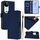 Per vivo S19 Custodia in pelle tinta unita con cordino (blu navy)