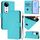 Per vivo S19 Custodia in pelle tinta unita con cordino (Lake Blue)