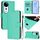 Per vivo S19 Pro Custodia in pelle tinta unita con cordino (verde)