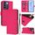 Per vivo V27E 4G Global / T2 4G Global Custodia in pelle tinta unita con cordino (rosso rosa)