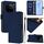 Per vivo X100S 5G Custodia in pelle tinta unita con cordino (blu navy)