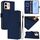 Per vivo Y28 4G Custodia in pelle tinta unita con cordino (blu navy)