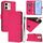 Per vivo Y28 4G Custodia in pelle tinta unita con cordino (rosso rosa)