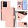Per vivo Y35 4G Global / Y22S 4G Global Custodia in pelle tinta unita con cordino (rosa) Per vivo Y35 4G Global / Y22S 4G Global Custodia in pelle tinta unita con cordino (rosa)