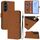 Per Samsung Galaxy S23 FE 5G Custodia in pelle tinta unita con cordino (marrone) Per Samsung Galaxy S23 FE 5G Custodia in pelle tinta unita con cordino (marrone)