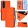 Per Samsung Galaxy S23 FE 5G Custodia in pelle tinta unita con cordino (arancione) Per Samsung Galaxy S23 FE 5G Custodia in pelle tinta unita con cordino (arancione)