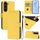 Per Samsung Galaxy S23 FE 5G Custodia in pelle tinta unita con cordino (giallo limone) Per Samsung Galaxy S23 FE 5G Custodia in pelle tinta unita con cordino (giallo limone)