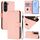Per Samsung Galaxy S23+ 5G Custodia in pelle tinta unita con cordino (rosa) Per Samsung Galaxy S23+ 5G Custodia in pelle tinta unita con cordino (rosa)