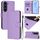 Per Samsung Galaxy S23+ 5G Custodia in pelle tinta unita con cordino (viola lavanda) Per Samsung Galaxy S23+ 5G Custodia in pelle tinta unita con cordino (viola lavanda)
