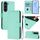 Per Samsung Galaxy S23+ 5G Custodia in pelle tinta unita con cordino (verde menta) Per Samsung Galaxy S23+ 5G Custodia in pelle tinta unita con cordino (verde menta)